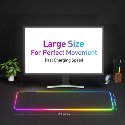 Wireless RGB Gaming Mouse Pad Customized Printing Waterproof Soft Mouse Pad Equipped with LED